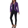 thumbnail image 2 of INSPIRE CHIC Women's Turn Down Collar Open Front High-Low Hem Gothic Peplum Blazer XL Dark Purple, 2 of 6