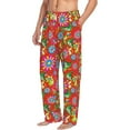 thumbnail image 3 of Kdxio Vector Mexican Otomi Style Bright Print Men's Sleep Pajama Pant Lounge Pants with Pockets, 3 of 8