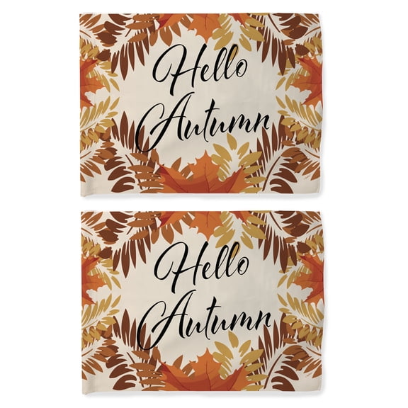 ThisWear Fall Decor Hello Autumn Garden Flag Autumn Leaves Yard Flag 2 Pack Horizontal House Flags Multi