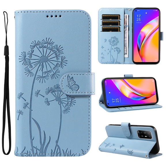 Wallet Case for OPPO F19 Pro Plus 5G, Kickstand and 3 Card Slots, Shockproof and Scratch Resistant, Sky Blue