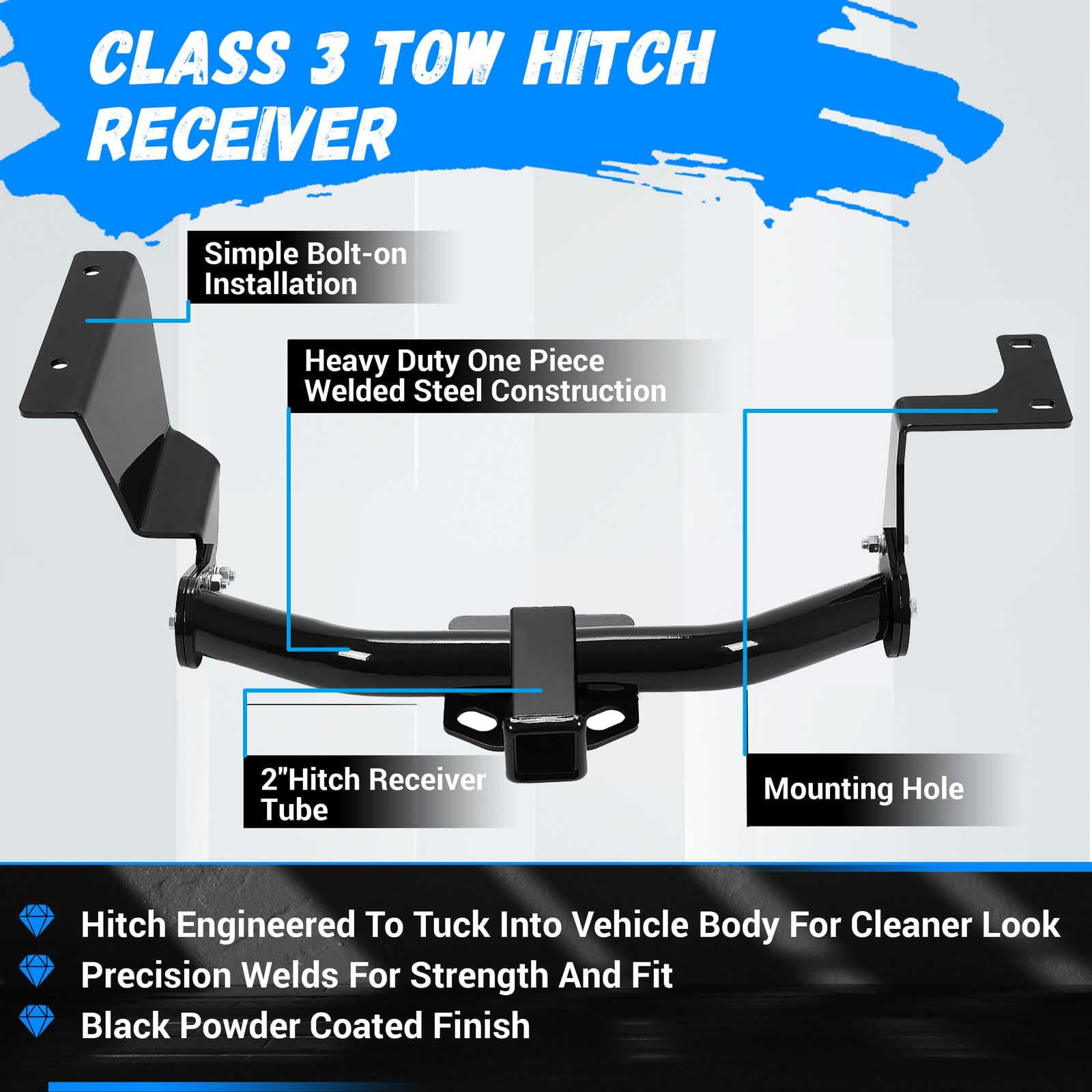 Kojem Trailer Hitch 2-Inch Receiver for 2007 2008 2009 2010 2011 Honda CRV CR-V Class 3 Tow Hitch