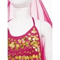 thumbnail image 5 of YONGHS Girls Princess Belly Dance Costume Halloween Crop Top with Pants Head Veil Waist Chain Set Hot Pink 5-7, 5 of 7