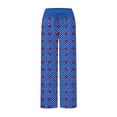 thumbnail image 6 of Women's Pajama Pants Sleepwear, Casual Drawstring Elastic Waist Pants, Comfy Straight Yoga Loose Trousers with Love Print,Blue,XL, 6 of 7
