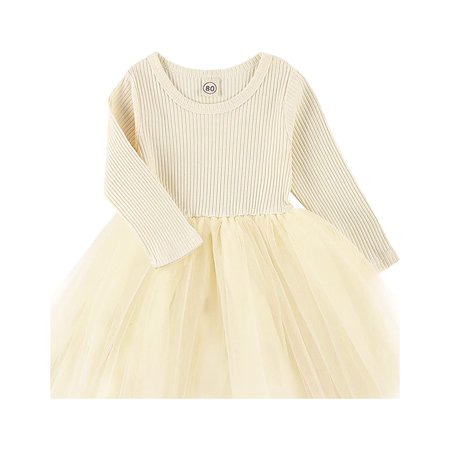 

Toddler Baby Girls Winter Dress Tutu Dresses Long Sleeve Infant Children Clothes for 1-5Years (Beige 12-18M)