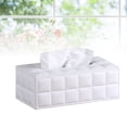 thumbnail image 3 of CIMAXIC Simple PU Tissue Box Paper Towel Holder Desktop Napkin Storage Container for Home Office (Size L, White),9.84"X5.43"X3.74", 3 of 4