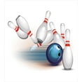 thumbnail image 3 of Bowling Party Duvet Cover Set, Thrown Ball and Scattered Pins Speed Hit the Target Shot Score, Decorative 3 Piece Bedding Set with 2 Pillow Shams, Calking Size, White Pale Blue Red, by Ambesonne, 3 of 3