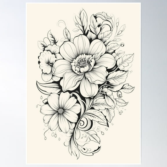 Minimalist Aesthetic Floral Design – Line Drawing Vibes Poster Wall Art, Modern Wall Decor, 8x12 UNFRAMED