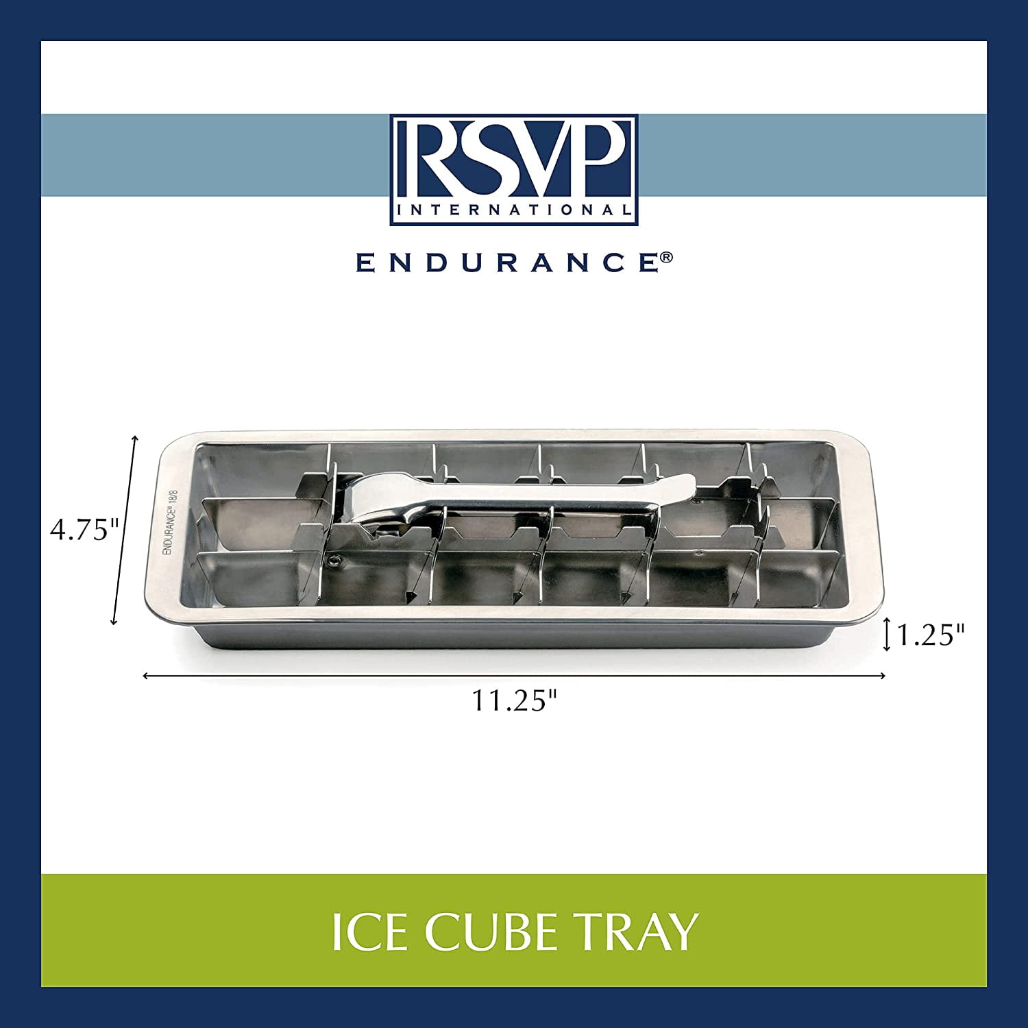 International Vintage Inspired Ice Cube Tray, 11" | Retro Design for Bars & Kitchens | Levers Remove Cubes | Heavy Duty Stainless Steel | Dishwasher Safe