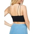thumbnail image 6 of Made by Olivia Women's Sexy Double Thin Spaghetti Strap Ribbed Seamless Brami Cami Crop Top Solid/Stripe, 6 of 6