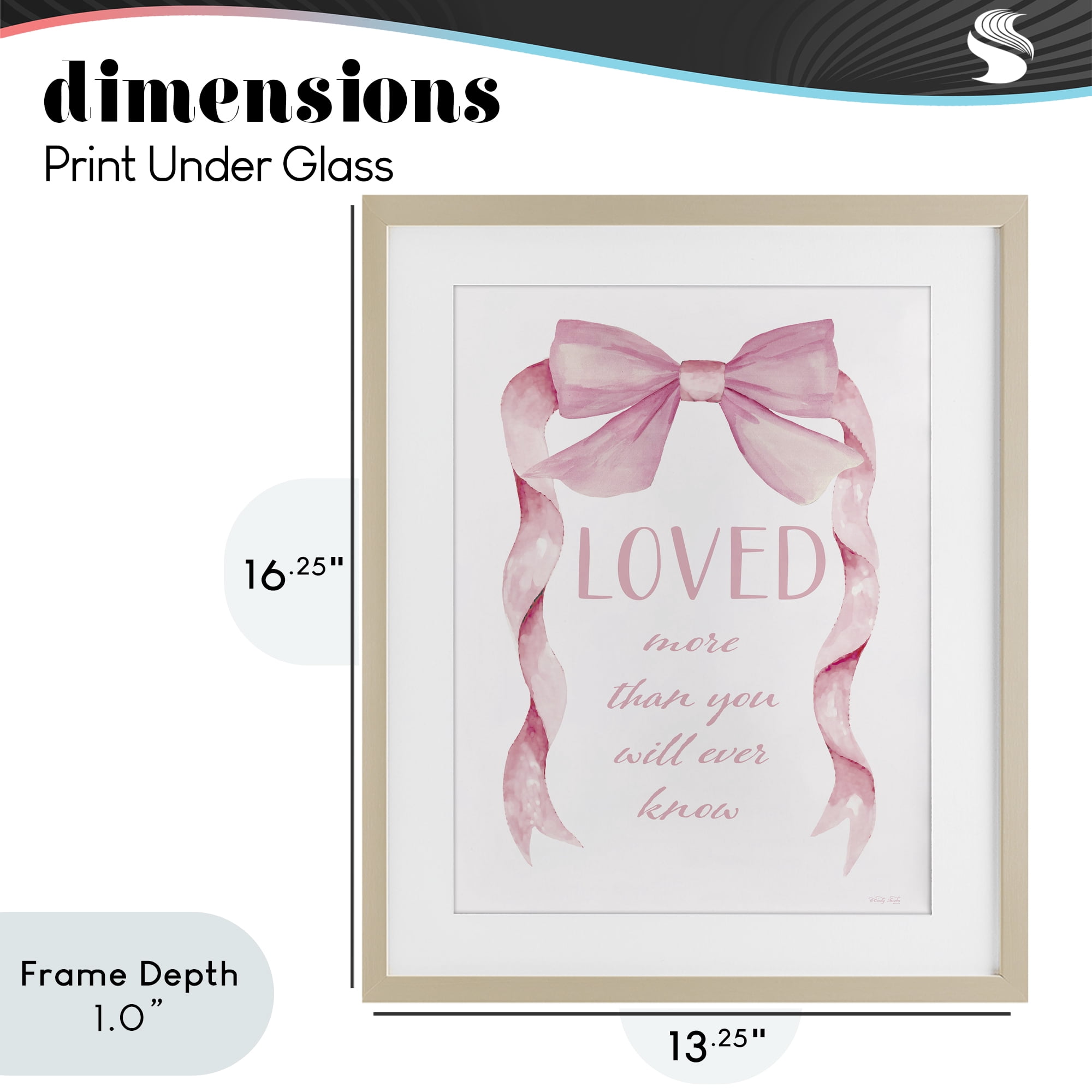 Stupell Industries Loved More Sentiment Pink Ribbon Birch Framed Print Under Glass, design by Cindy Jacobs