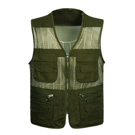 Virmaxy Men s Fishing Vest Mesh Vest Hiking Mountaineering Photography Camping Multifunctional Jacket Quick Drying Lightweight V-Neck Multi-Pocket Vest