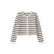thumbnail image 5 of Suéteres de punto a rayas con cuello redondo para mujer, cárdigan informal de manga larga, Tops cortos de estilo coreano, primavera y otoño, nuevo, 5 of 5