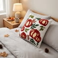 thumbnail image 6 of EWASWON Halloween Pumpkin Embroidered Throw Pillow Covers 18x18 Set 2, Soft Cotton Decorative Cushion Cases for Sofa, Machine Washable Fall Home Decor, 6 of 6