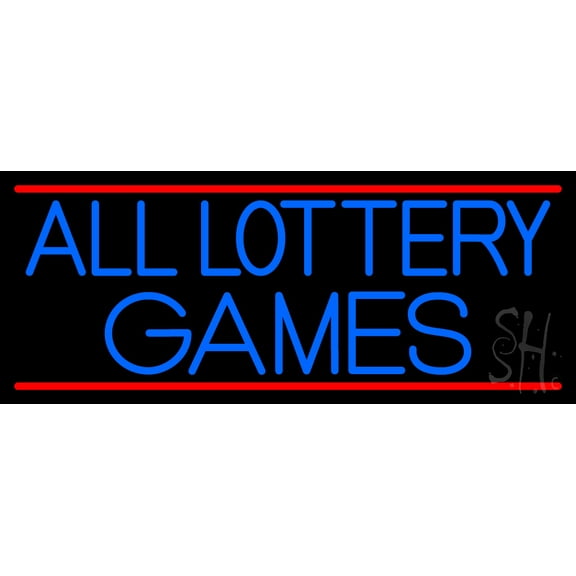 All Lottery Games LED Neon Sign 13 x 32 - inches, Black Square Cut Acrylic Backing, with Dimmer - Bright and Premium built indoor LED Neon Sign for Defence Force.