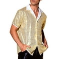 thumbnail image 4 of INSPIRE CHIC Sequins Shirts for Men's Camp Collar Short Sleeve Button Down Party Shiny Shirt XL Golden, 4 of 5