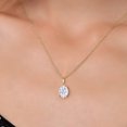 thumbnail image 3 of Gem Stone King 14K Yellow Gold White Zirconia Pendant Necklace | 3.05 Cttw | Gemstone Birthstone | Oval 9X7MM | Gold Necklace for Women | With 18 inch Gold Chain, 3 of 6