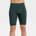 thumbnail image 4 of USNSM Mens Solid Color Fitness Training Shorts with Zip Pocket Cool Running Compression Underwear Athletic Workout Shorts Green M, 4 of 5