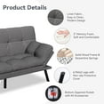 thumbnail image 4 of Convertible Futon Sofa Bed, 71" Memory Foam Futon Couch with Detachable,Adjustable Backrest,Linen Fabric Folding Small Loveseat Sleeper for for Living Room,RV,Office,Apartment,Light Grey, 4 of 9