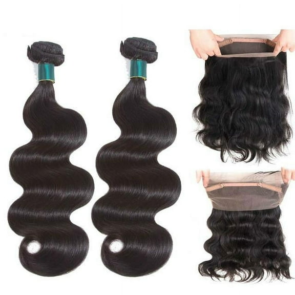 Ustar Virgin Hair 2 Bundles with 360 Frontal Body Wave