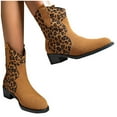 thumbnail image 4 of Tao Tao Cowboy Boots for Women Booties Stitched Leopard Printed Ankle Cowgirl Short Western Boots Brown 41, 4 of 7