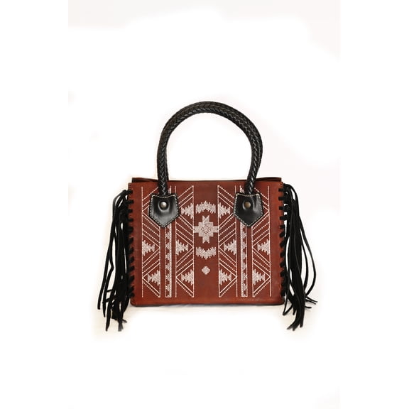 Women's Leather Dark Chocolate Aztec Crossbody Purse