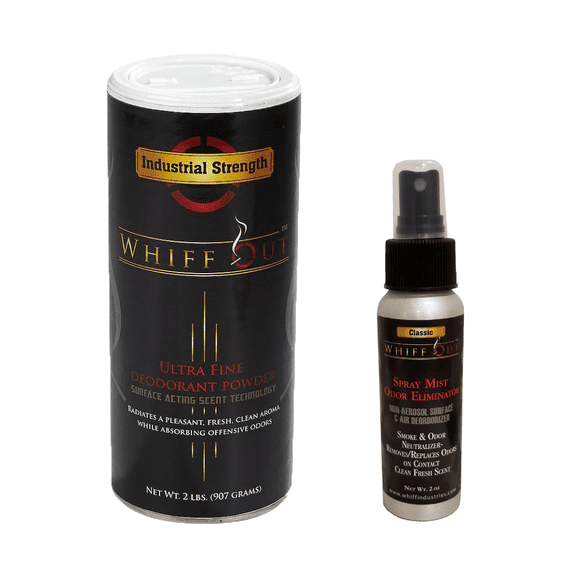 Whiff Out 2lb Deodorant Powder in Classic Scent & 2 oz Classic Spray Mist Bundle