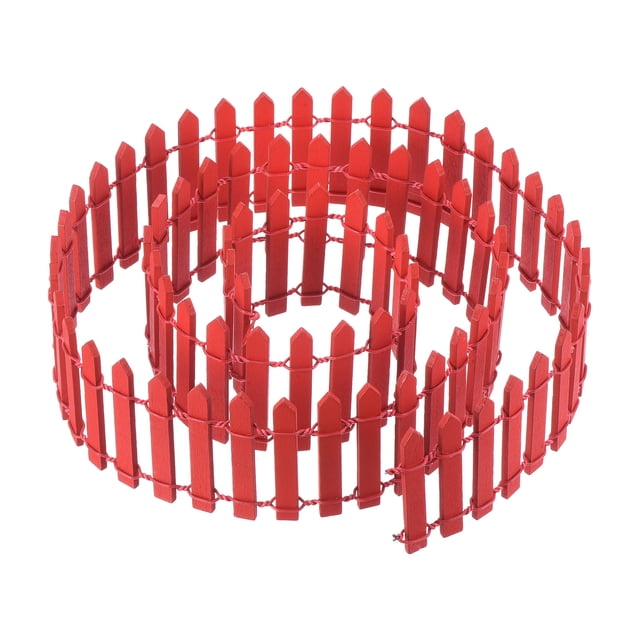Uxcell Valla de Jardín de Hadas Miniatura de Madera de 39" L x 2" H, Roja