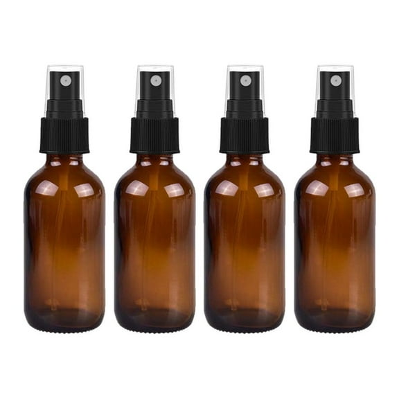 Global Amber 1oz Black Mist Sprayer Bottle (30ml) Pack of 4 - Glass Tincture Bottles with Black Mist Sprayers for Essential Oils & More Liquids - Leakproof Travel Bottles