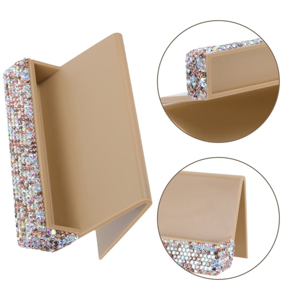 LOLIPPYY Crystal Rhinestone Business Card Holder with Golden Vertical Display Stand for Office Desk Organization