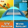 thumbnail image 4 of Beach Tent, Anti-UV Pop Up Sun Shade Shelter Beach Tent With Carry Bag for 2-3 Person, Automatic Easy Setup Beach Canopy Cabanas for Sand Camping Fishing Picnic Touring Hiking Garden, Blue, 4 of 11
