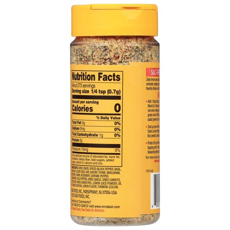DASH SALT-FREE LEMON PEPPER SEASONING BLEND, KOSHER, 6.75 OZ SHAKER