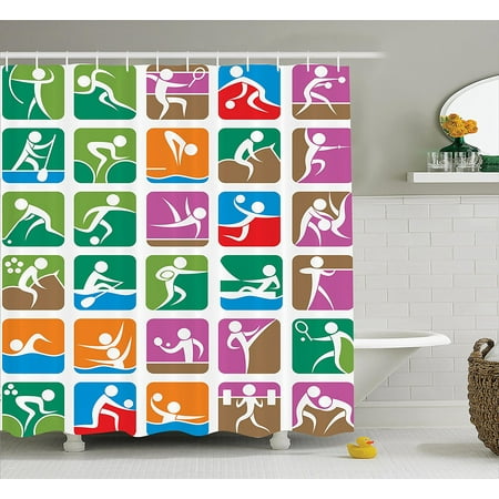 Olympics Decorations Shower Curtain Set By Pictograms Of The