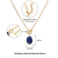 thumbnail image 2 of Lsnesstla Lapis Lazuli Pendant Paperclip Toggle Necklace for Women 18k Gold Plated Paperclip Chain Necklace December Birthstone Natural Lapis Lazuli Jewelry for Wife Mother Grandmother, 2 of 7