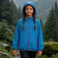 thumbnail image 6 of XYAIYT Girls Windproof Jacket with Pockets Hooded Solid Color Stand Collar Waterproof Outerwear Coat Outdoors, 6 of 6