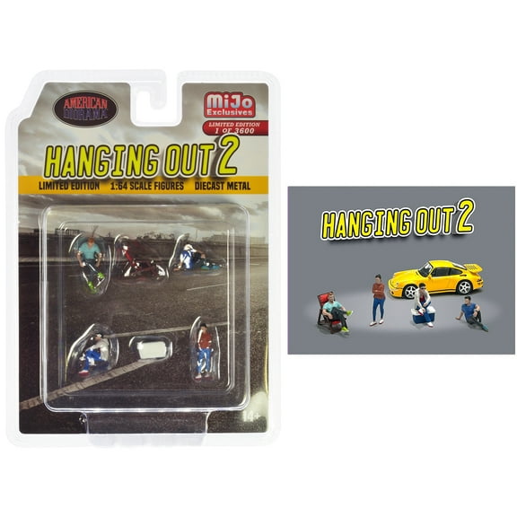 Hanging Out 2 6 piece Diecast Figure Set (4 Figures 1 Seat 1 Cooler) Limited Edition to 3600 pieces Worldwide for 1/64 scale models by American Diorama