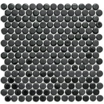 The Tile Life Eterna Penny Black Glass Mosaic Floor & Wall Tile, 12 x 12 in, 1-Piece