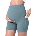 thumbnail image 1 of Pantalones cortos de yoga de maternidad para mujer sobre el vientre, entrenamiento de verano, pantalones cortos activos para correr (L) Rojo Verde, 1 of 5
