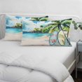 thumbnail image 4 of Summer Beach Throw Pillow Cover, Pillowcase Protectors with Zipper, Breathable Decorative Lumbar Pillow Case Cover, Tropical Coastal Palm Tree Surfboard Pillow Shams for Couch Sofa 12x20Inch, 4 of 8
