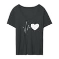 thumbnail image 1 of Camiseta De Mujer Tops De Manga Corta Con Estampado Gráfico De Corazón Suelto Y Transpirable, 1 of 8