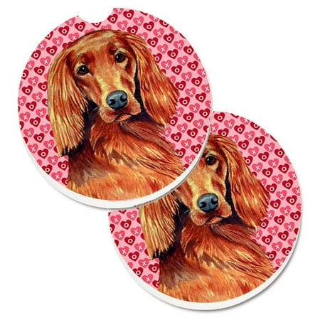 

Irish Setter Hearts Love & Valentines Day Portrait Set of 2 Cup Holder Car Coaster