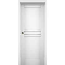 Sliding Pocket Door 36 x 96 inches / Mela 7444 White Silk / Kit Rail Hardware / MDF Interior Bedroom Modern Doors