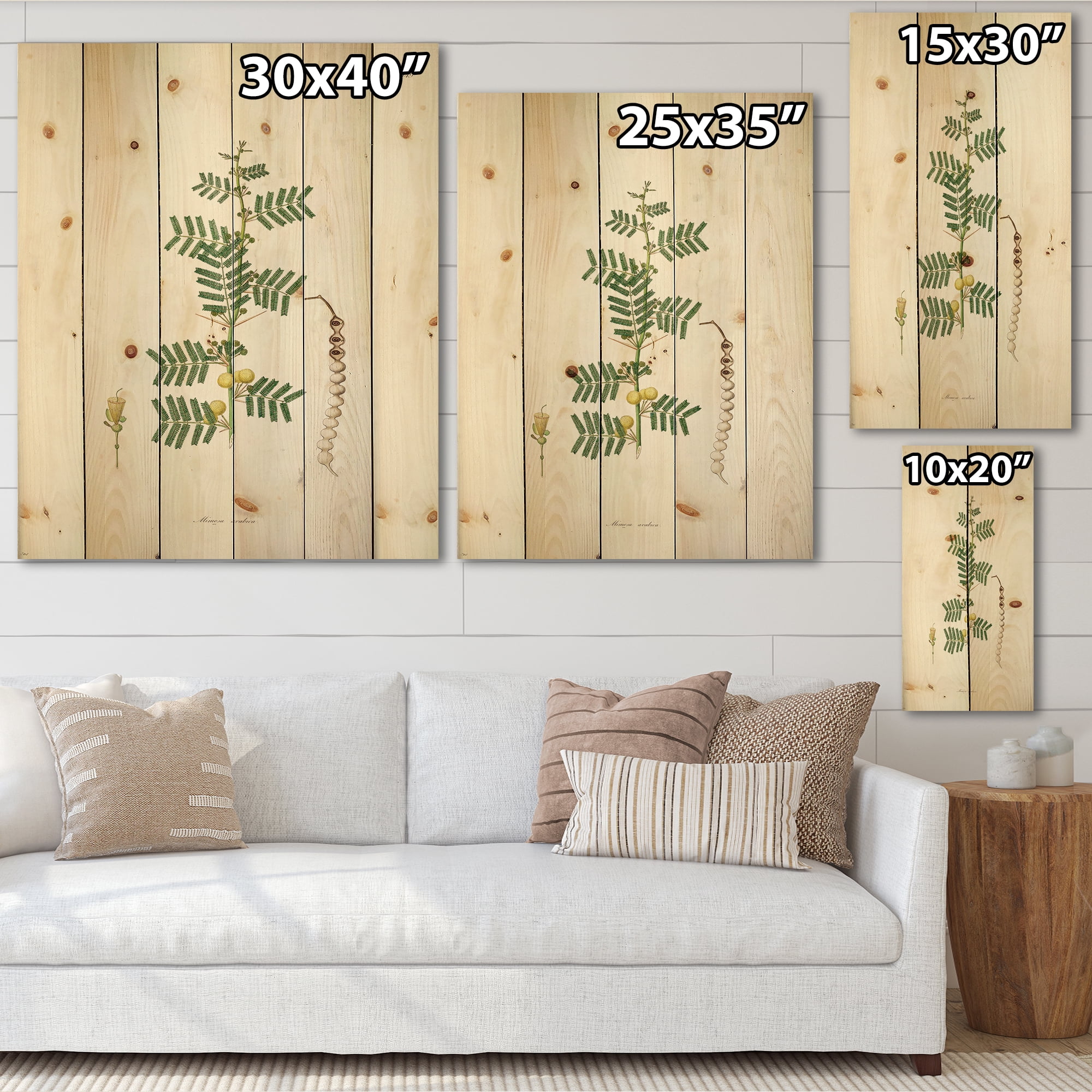 Designart 'Ancient Blossoming Flower III' Farmhouse Print on Natural Pine Wood