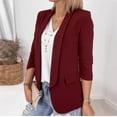 thumbnail image 4 of Lilgiuy Women Business Attire Solid Color Long Sleeve Cardigan Top Jacket Coat Wine，6（M） Winter Clothes for 2022, 4 of 5