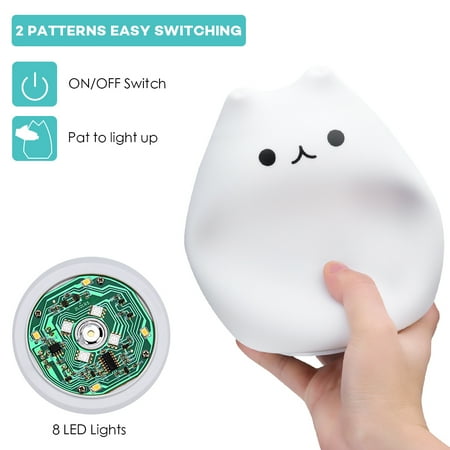 

Children Night Light EECOO Cute Cat Lamp Soft Silicone Sensitive Tap Control Decompression Toy