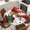 Beige, variant on Black Snowman Christmas Round Tablecloth, Fitted Table Cover with Elastic for 36"-44" Round Tables, Snowflake Xmas Tree Winter Elk Table Cloth Outdoor Indoor Dinning Party Waterproof Tablecloths