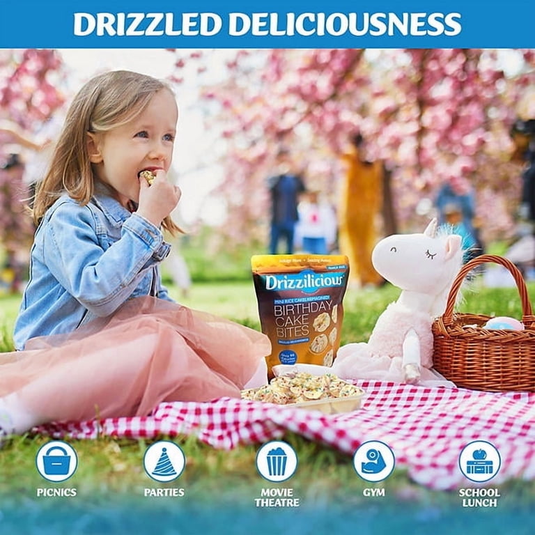 Drizzilicious Birthday Cake Mini Rice Cakes 8 oz Snack with White
