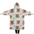 thumbnail image 2 of Oversized Wearable Blanket Hoodie,Colorful Highland Cow Flower Pattern Sherpa Blanket Hoodie with Super Pockets,Super Warm Fuzzy Pullover for Women & Men, 2 of 6