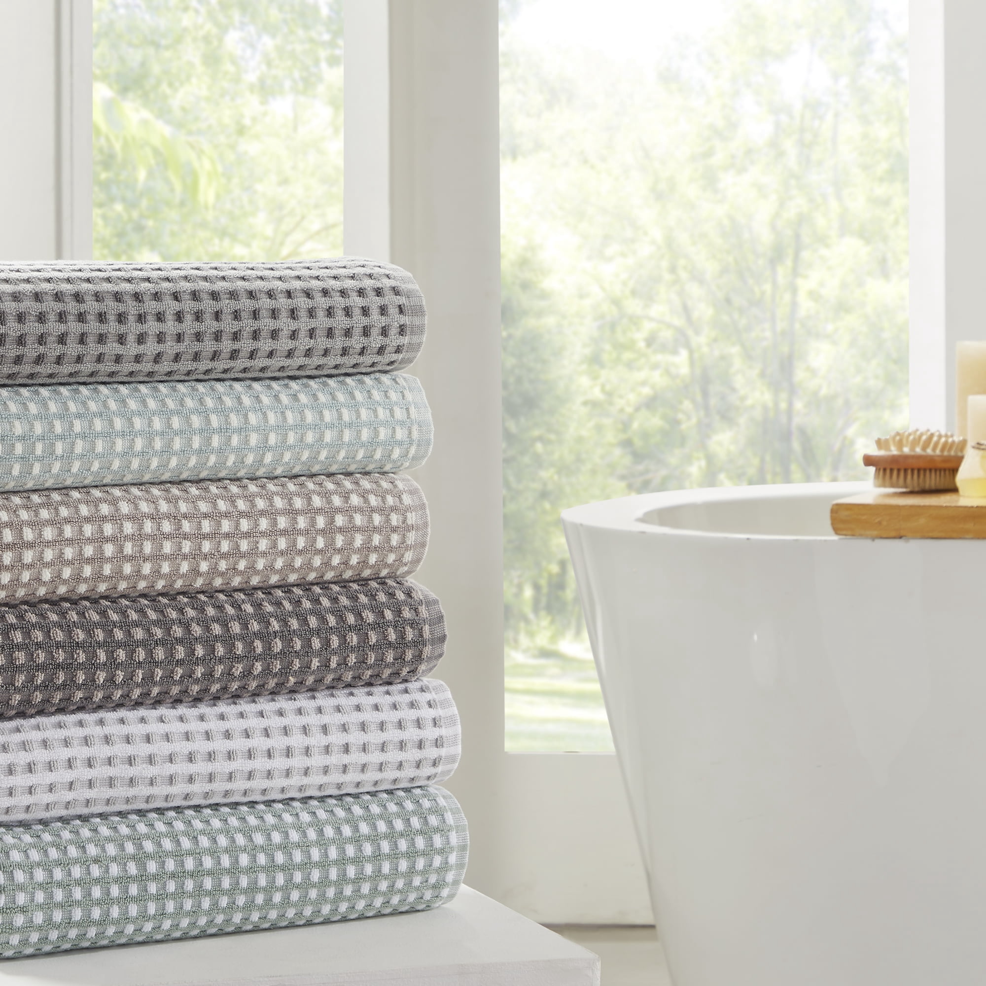 Modern Threads Cobblestone 6-Piece Cotton Adult Bath Towel Set, Silver