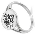 thumbnail image 3 of Tioneer Stainless Steel Day of The Dead Owl Minimalist Oval Top Polished  CZ Signet Ring, 3 of 4