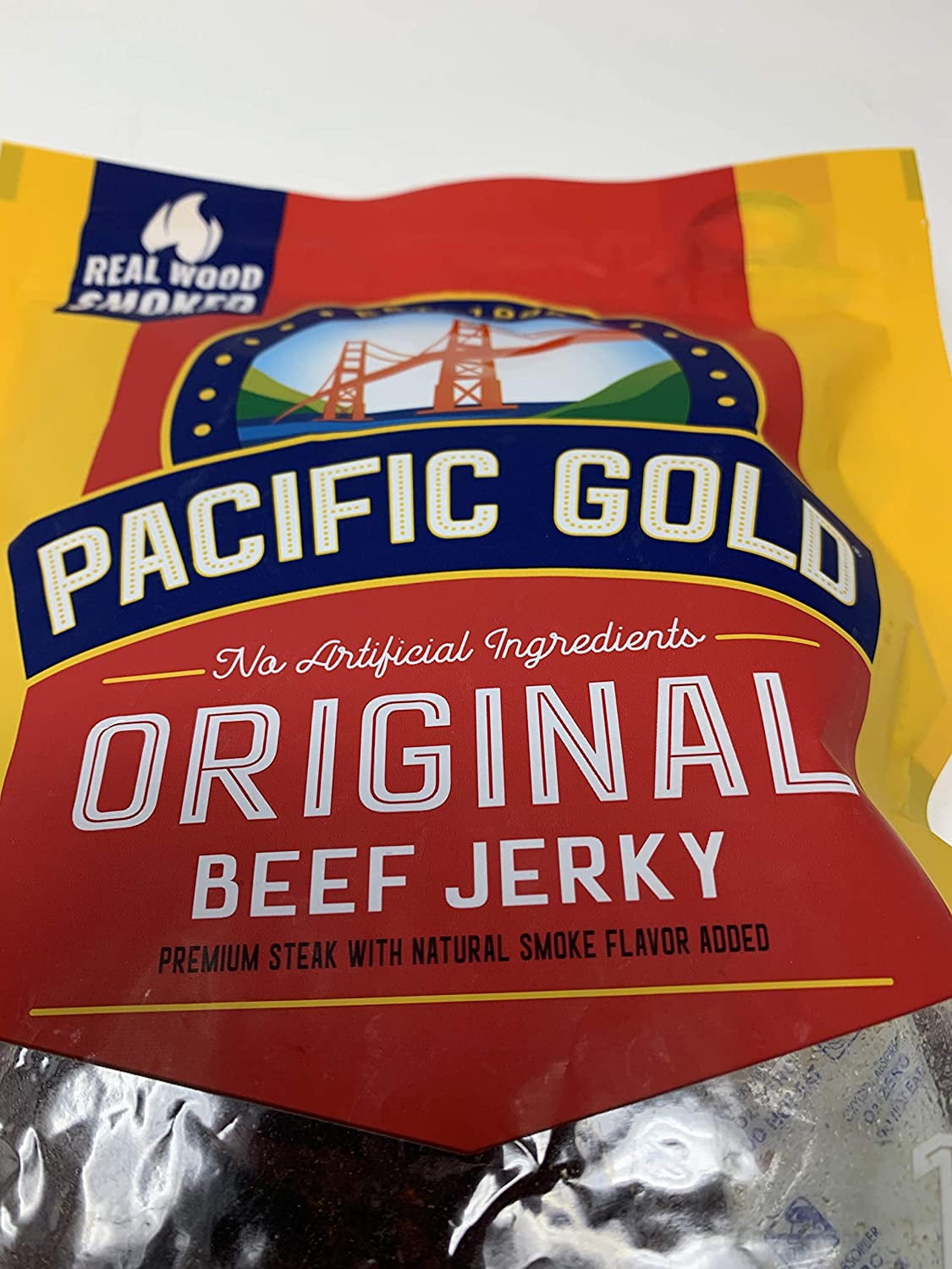 Pacific Gold Original Beef Jerky Gluten Free Real Wood Smoked Beef Jerky - 16 oz Per Bag - No Nitrates, No Preservatives, and High In Protein - Choose 2 Pack or 3 Pack (3 Pack)